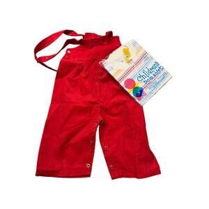 Vintage Kmart Red Corduroy Baby Overalls & Polo Set 18M